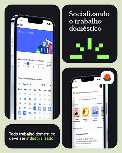 Serviço doméstico socializado calendar cleaning government pixel art public service schedule ui