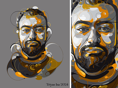 Portrait illustration artstyle avatar colorful curve gold illustration monochrome people portrait portrait illustration profile unique vector vectorart yellow