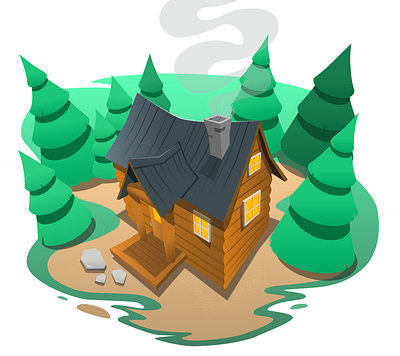 The cozy cabin drawing illustration sketch spot illustration vector