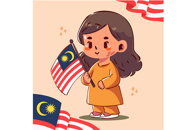 Malaysia Independence Day Celebration cartoon celebration commemorate culture day declaration event federation festival flag girl independence malaya malaysia national patriot pride proud salut unity