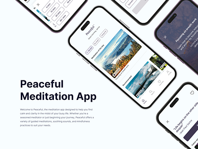 Peaceful Meditation App app design design meditation meditation app mobile mobile design product design ui user experience user interface ux design web web design