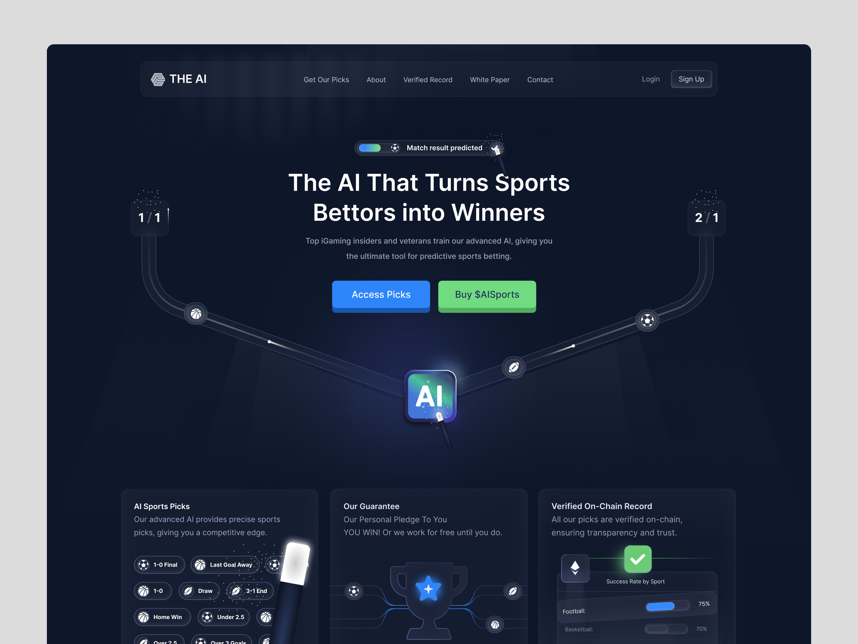Example of AI Sport Landingpage