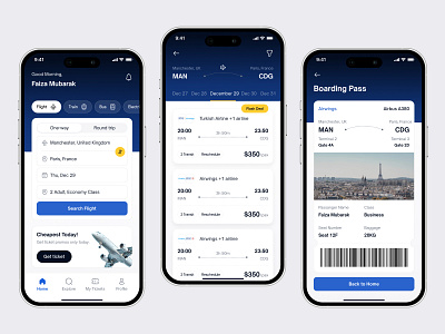 SkyFly - Flight Booking App app boarding booking booking app design flight app flight booking minimal mobile online book popular ticket app ticket application ui ux