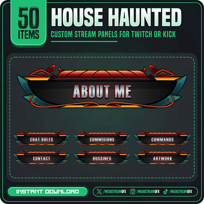 Horror Theme Panels | 50x Twitch Panels set kick panel