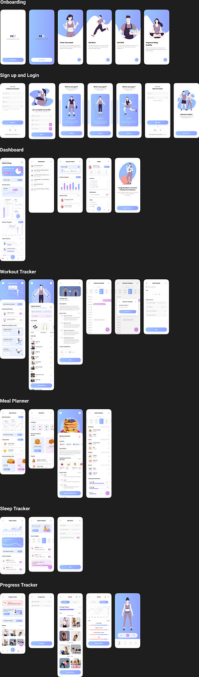 Fitness and Health Tracking Mobile app(FitU) app branding fitness graphic design logo mobile ui ui ux