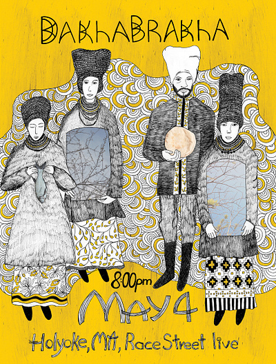 Poster for DakhaBrakha band graphic design indesign pen drawing photoshop poster