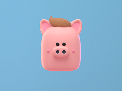 Pig 3d 3dart 3dillustration c4d cerdo character cute design hair head illustration nft pig pink render vago3d