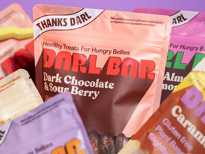 Thanks Darl Packaging Design & Photoshoot bold packaging brand identity branding creative packaging food packaging graphic design health food packaging packaging design retro packaging