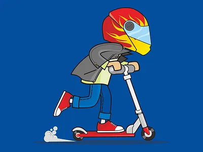 Racer Boy - Street Racer apparel art bike biker branding cartoon clothing design cute fire flame graphic design helmet illustration race racer street vector