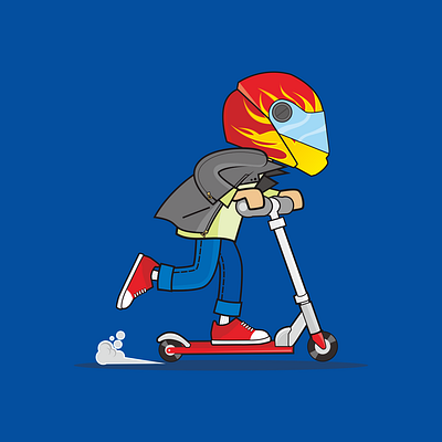 Racer Boy - Street Racer apparel art bike biker branding cartoon clothing design cute fire flame graphic design helmet illustration race racer street vector