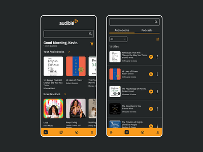 Audible - App Redesign Concept app app design audible concept design mobile mobile app mobile application mobile design redesign ui user interface