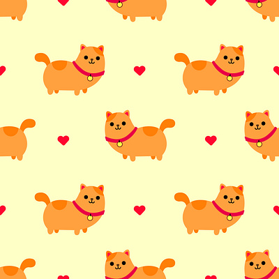 Cartoon cats pattern on yellow background. beautiful