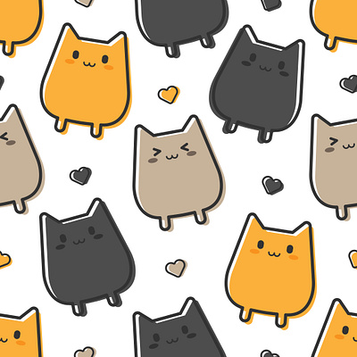 Cartoon cats pattern on white background. beautiful