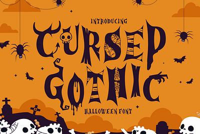 Cursed Gothic – Halloween Font advertising business card children font creative font display font fun font gothic font greeting card halloween horror font illustration logo font magazine font modern font packaging font poster font product design scary font spooky font sticker font