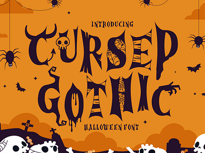 Cursed Gothic – Halloween Font advertising business card children font creative font display font fun font gothic font greeting card halloween horror font illustration logo font magazine font modern font packaging font poster font product design scary font spooky font sticker font