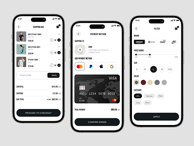 Fashion Cloth App Design add to cart app design cart page checkout cloth clothing clothing store fashion app filter mobile online market payment option shop store