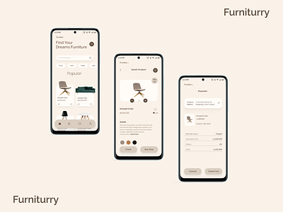 Furniturry - Furniture E-Commerce aesthetic design e commerce ui furniture app furniture mobile app mobile mobile design ui ui design ui design mobile ui e commerce uiux ux