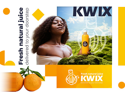 Kwix - Fresh natural juice delivered to your doorstep ad design graphic design logo logos photo manipulation vector