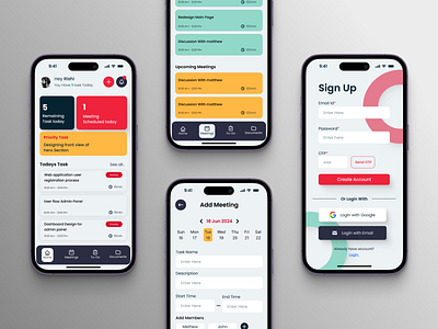 Task Management App UI accessible design app branding color pallet design illustration mockups ui ui design user experience ux