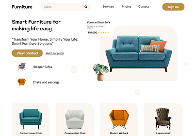 Furniture web design branding ui uiux visual design webdesign