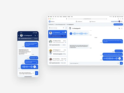 Medical Secure Messaging Center app chat communication contact design digital health healthcare it medical messenger private responsive saas secure ui ui design uiux ux