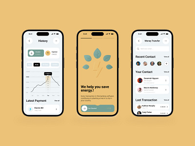 Power save! app bill chart contact design energy friend graphic design history income iphone mobile onbaarding payment power saving ui uiux