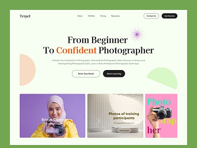 Landing Page - For Terpel Photographer agency business clean communication design green interface mobile modrn photographer studio supitar training ui user exprience ux web design web layout web page website