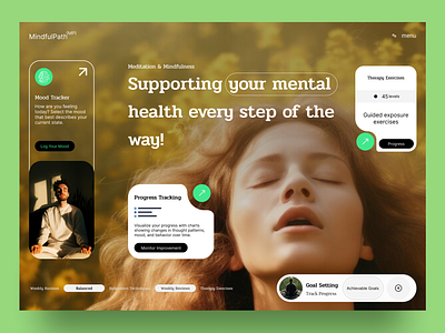 MindfulPath- Mental Health Therapy Website design health landing page minimal theraphy ui uidesign website