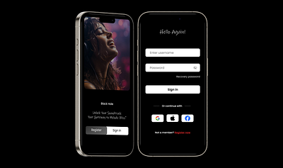 Black hole login page branding graphic design login psge logo music app ui