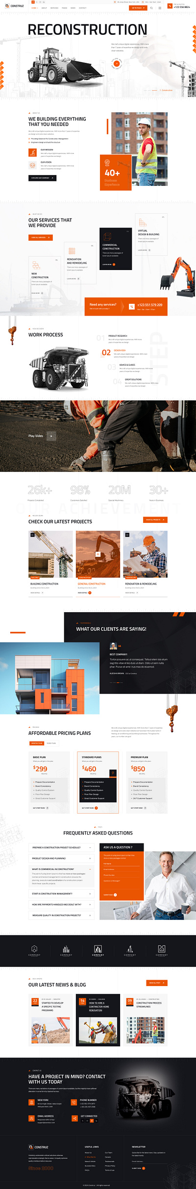 Construction Company Website Design Portfolio 3d animation branding construction website design graphic design illustration logo motion graphics shopify ui vector web development website portfolio wordpress