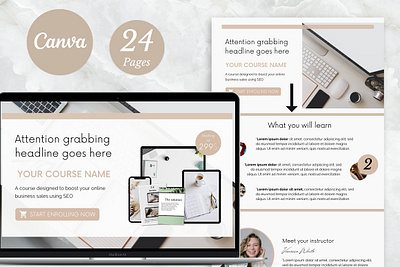 Canva Landing Page Template canva landing page canva lead magnet coach landing pag course slides course template landing landing page landing page template landing pages sales page sales page template