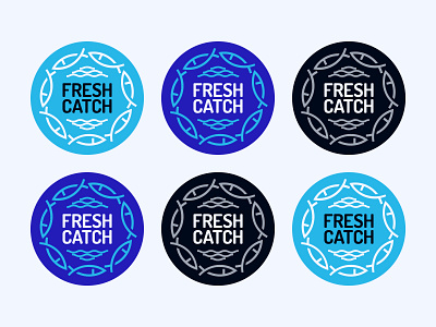 Logo Variations for Fresh Catch blue brand identity branding crest emblem fish food fresh graphic design logo logo design logo mark minimal ocean pattern salmon seafood sustainable tuna typography