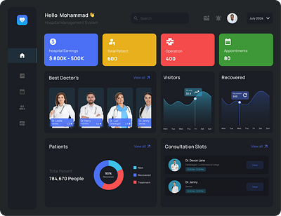 Dashboard for - Clinic Hospital Management System app design branding dashboard design system health app hospital app medical app product design saas design ui design uiux ux design web application web design