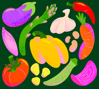 Seasonal Summer Vegetables adobe illustrator adobe photoshop cooking cooking illustration food food illustration grain graphic design illustration melbourne seasonal vegetables veggies