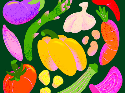 Seasonal Summer Vegetables adobe illustrator adobe photoshop cooking cooking illustration food food illustration grain graphic design illustration melbourne seasonal vegetables veggies