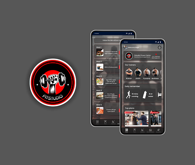 Fit Studio - A Gym Application animations black case study diet dribbble figma fitness gym logo machines mobile application motivation photoshop primarycolors product prototype red ui user research ux