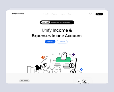 SimpleFin (Fintech App) Landing page agency design fintech illustration landing page payment product design ui ui design ux design