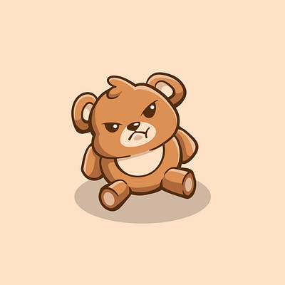 A cute angry bear bear digital illustration