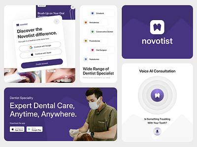 Novotist - Modern Dental Brand Guide ai brand branding clinic consultation dental dental care dentist graphic design health mobile healthcare hospital identity design logo design marketing medicine social media visual branding visual identity