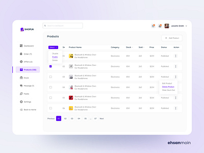 Shopln: Products Page branding dashboard design system order order system product product design saas dashboard saas design saas product ui user experience web