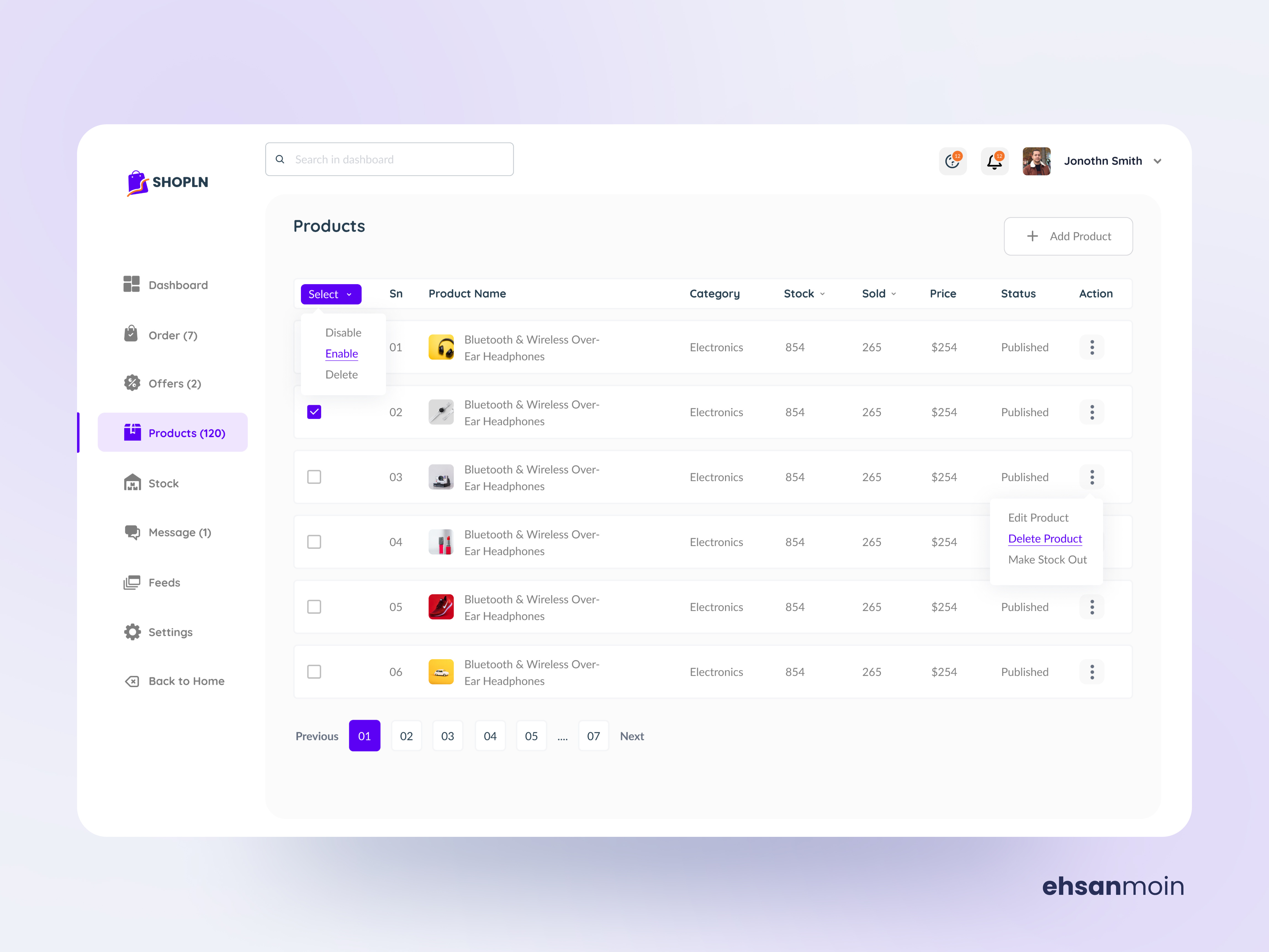 Example of Web Application (Dashboard) Design
