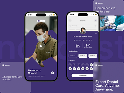 Novotist - Dental Care App Mobile dental app dental care dentist graphic design health helath care marketing medicine mobile design modern ui uiux user friendly