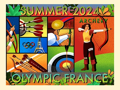 Archery - Summer Olympic Illustration archery illustration archery sport digital illustration france illustration olympic olympic games olympic illustration paris paris olympic sport illustration summer illustration summer olympics vector illustration