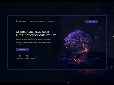 LP for Artificial Intelligence Courses 3d adobe after effects ai animat animation branding dark digital art discover figma graphic design illustration landing page logo midjourney motion graphics social media ui ux