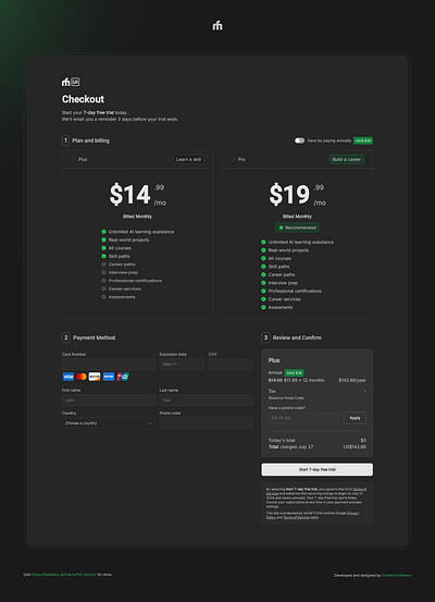 FM Daily UI • Day 02 checkout form credit card checkout daily ui fmui ui ux web design