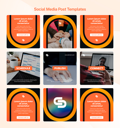 Social Media Post Templates 1:1 black brand identity branding carousel post facebook post graphic design instagram post linked in post logo orange social social media square posts ui