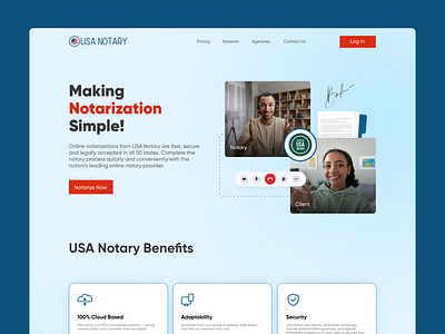 USA Notary - Website Design and Development notarization website ui ux video call website design website development