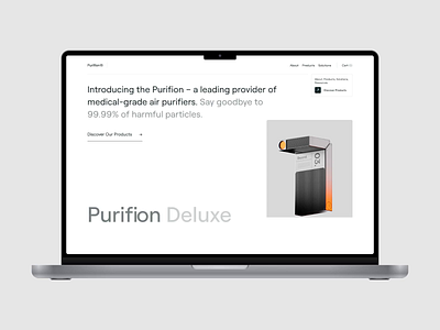 Purifion - Ecommerce Landing Page animation b2b clean ecommerce futuristic home humidifier interior iot landing page minimal minimalist modern online shop product simple smart home startup ui ux web design