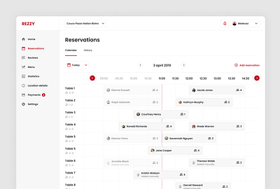 SaaS application for managing restaurant reservations - Calendar app calendar design managing product design restaurant ui ux