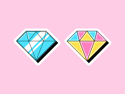 Diamond stickers art brilliant cartoon design diamond gem gemstone icon illustration jewel luxury pop premium retro rich royal sticker stone treasure vector